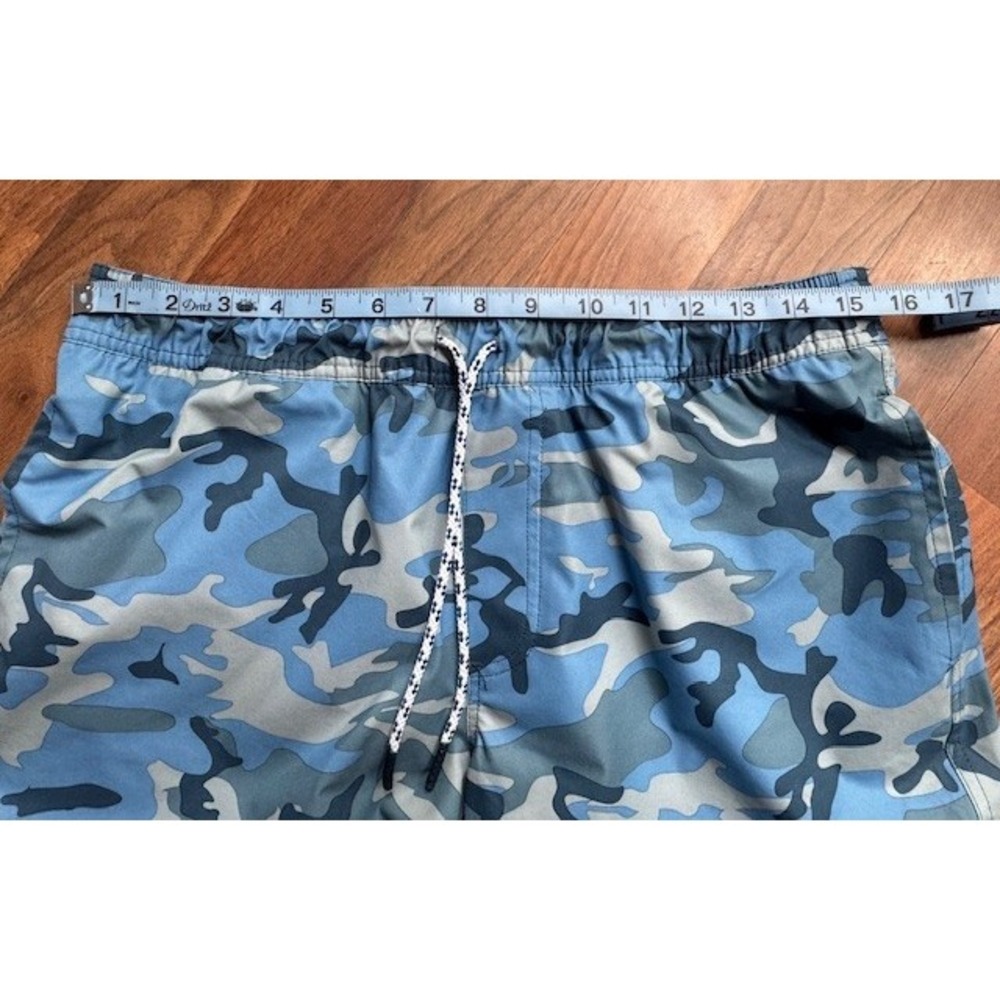 LL Bean Mens Mesh Brief Liner Blue Camo Camouflage Sport Swim Trunks MED - Picture 7 of 9